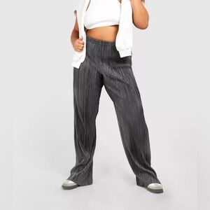 WILFRED Grey Pleated Plisse Wide Leg Chaunce Pants M